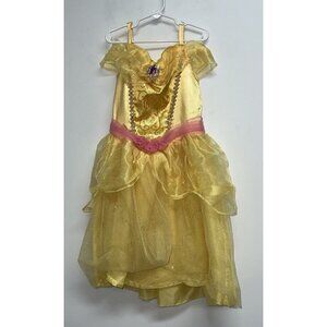 Disney Princess Belle Dress Up Halloween Costume Girls Medium 7 8 Yellow Lights